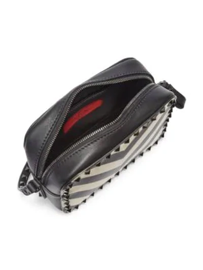 Shop Valentino Rockstud Chevron Leather Crossbody Bag In Multi