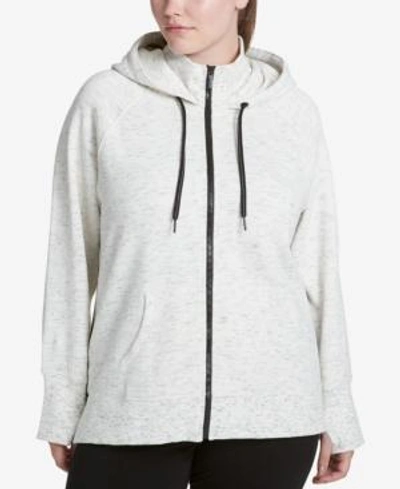 Shop Calvin Klein Performance Plus Size High-collar Logo Hoodie In Heather Fog