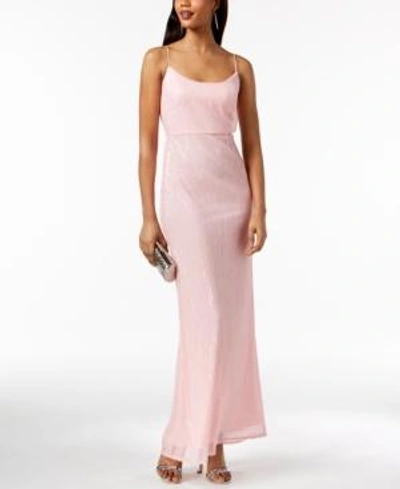 Shop Adrianna Papell Sequined Gown, Regular & Petite Sizes In Satin Blush