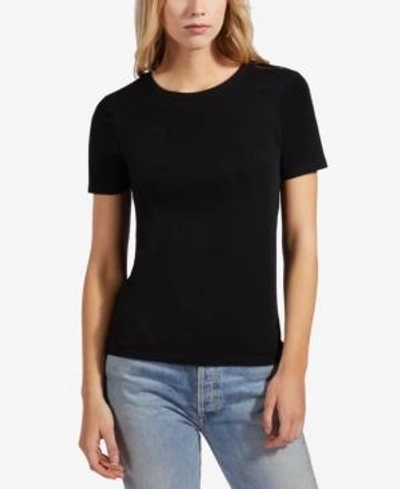 Shop Avec Les Filles Ribbed Crew-neck T-shirt In Black