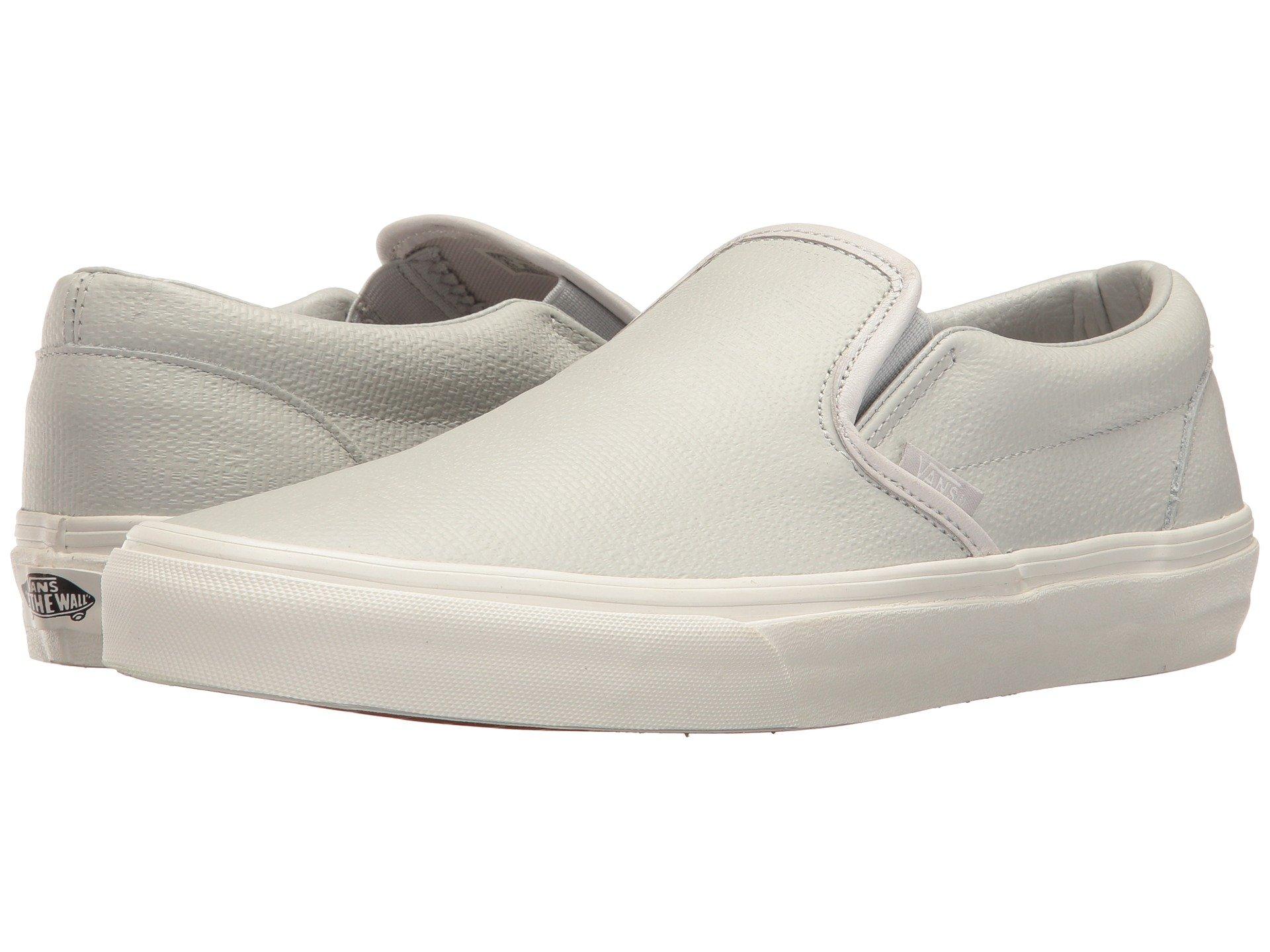 leather vans slip on grey