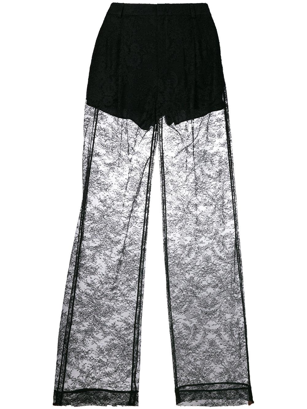 black lace flared trousers