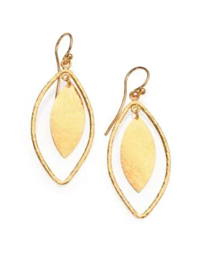 Shop Gurhan Women's Willow 24k Yellow Gold Leaf Drop Earrings