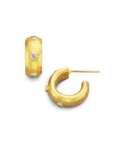 Shop Gurhan Women's Celestial Diamond & 24k Yellow Gold Constellation Huggie Hoop Earrings/0.5"