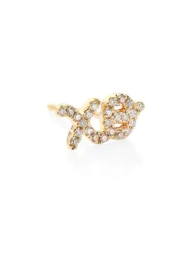 Shop Sydney Evan Women's Xo Diamond & 14k Yellow Gold Single Stud Earring
