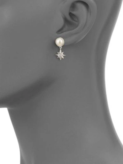 Shop Anzie Aztec Floating Micro Starburst 7mm-7.5mm White Mabé Pearl, White Topaz & White Sapphire Drop Earring