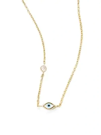 Shop Sydney Evan Diamond, Enamel & 14k Yellow Gold Mini Evil Eye Necklace