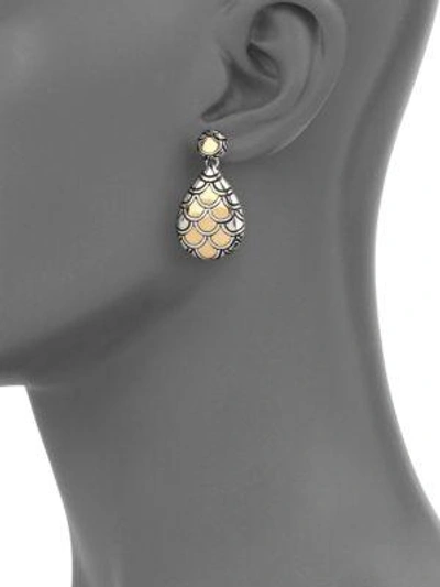 Shop John Hardy Naga 18k Yellow Gold & Sterling Silver Teardrop Earrings In Gold-silver