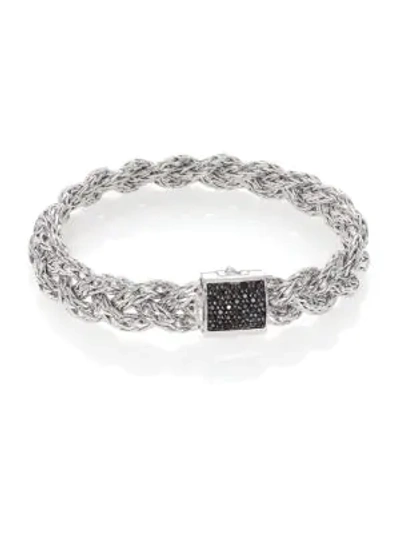 Shop John Hardy Women's Classic Chain Black Sapphire & Sterling Silver Large Bracelet In Silver/black