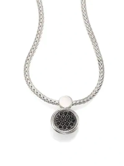 Shop John Hardy Dot Black Sapphire & Sterling Silver Lava Round Pendant Necklace