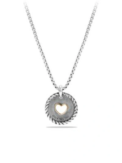Shop David Yurman Cable Collectibles Heart Charm Necklace With Diamonds And 18k Gold In Silver-gold