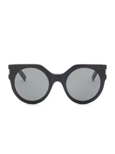Shop Saint Laurent 52mm Black Slim Round Sunglasses