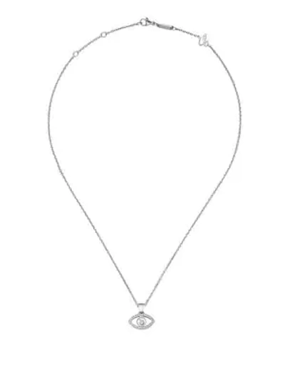 Shop Chopard Women's Happy Diamonds & 18k White Gold Evil Eye Pendant Necklace