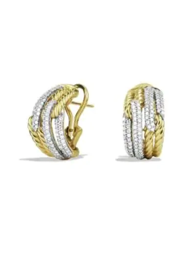 Shop David Yurman Labyrinth Double-loop Earrings With Diamonds In Gold