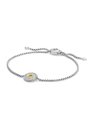 Shop David Yurman Cable Collectibles Hamsa Charm Bracelet With Diamonds And 18k Gold In Silver-gold