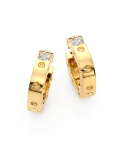Shop Roberto Coin Women's Pois Moi Diamond & 18k Yellow Gold Hoop Earrings/0.75" In Gold Diamond