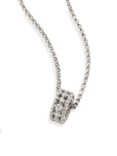 Shop Roberto Coin Women's Symphony Braided 0.22 Tcw Diamond & 18k White Gold Pendant Necklace