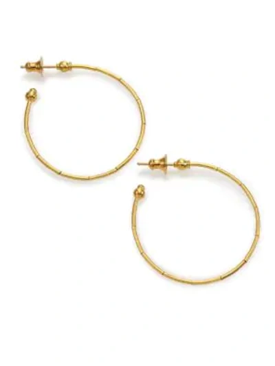 Shop Gurhan Women's Rain 24k Yellow Gold Hoop Earrings/1.35"
