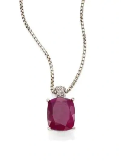Shop John Hardy Classic Chain Diamond, Ruby & Sterling Silver Pendant Necklace