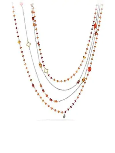 Shop David Yurman Bead And Chain Necklace With Carnelian, Garnet And 18k Gold In Multi