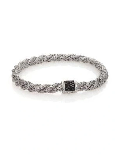 Shop John Hardy Classic Chain Black Sapphire & Sterling Silver Extra-small Twisted Bracelet In Silver-black