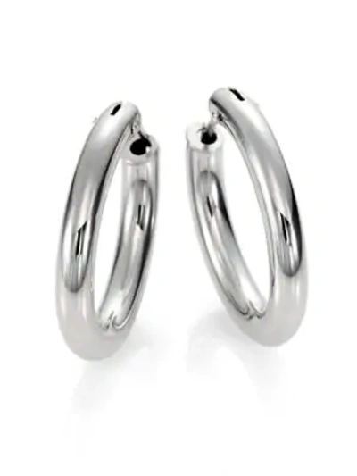 Shop Roberto Coin Women's 18k Perfect White Gold Oval Hoop Earrings