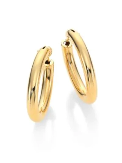 Shop Roberto Coin Women's 18k Yellow Gold Oval Hoop Earrings/1.05"