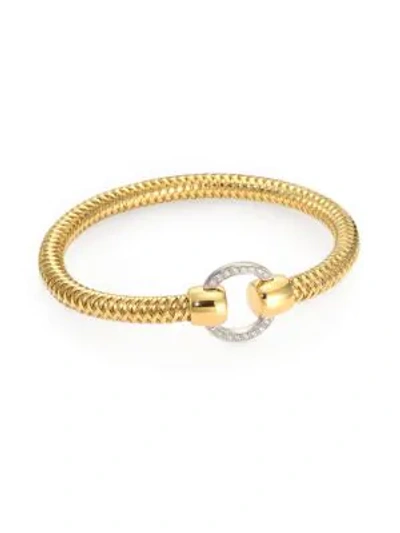 Shop Roberto Coin Primavera Diamond And 18k Yellow Gold Woven Bracelet