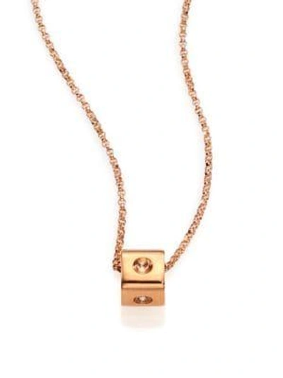 Shop Roberto Coin Women's Pois Moi 18k Rose Gold Mini Cube Pendant Necklace