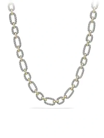 Shop David Yurman Cushion Link Necklace With 18k Gold In Silver-gold
