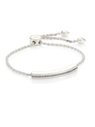 Shop Monica Vinader Linear Diamond Chain Bracelet/silvertone