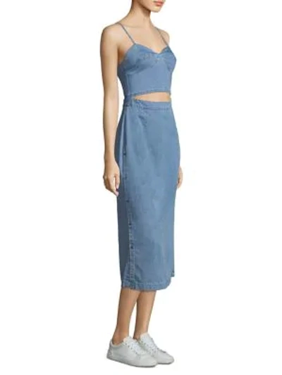 Shop 3x1 Peek-a-boo Denim Midi Dress In Augustine