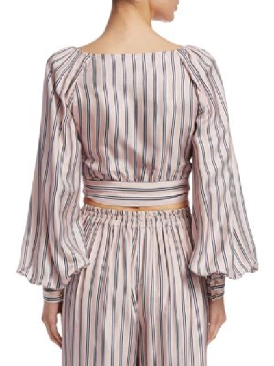 Shop Zimmermann Sunny Striped Wrap-tie Blouse In Musk Multi Stripe