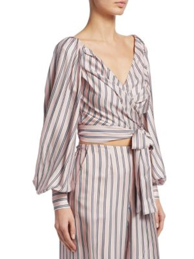 Shop Zimmermann Sunny Striped Wrap-tie Blouse In Musk Multi Stripe