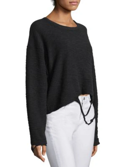 Shop Twenty Distressed Jersey Sweater In Jet Black