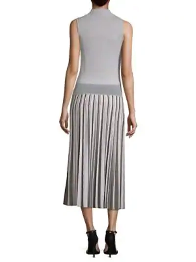 Shop Agnona Merino Wool Pleated Dress In Grey