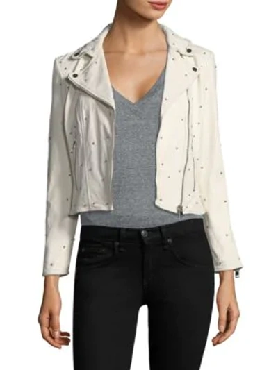 Shop Lamarque Piper Leather Jacket In White