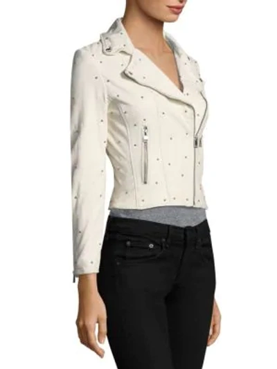 Shop Lamarque Piper Leather Jacket In White