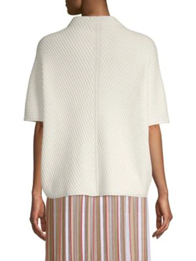 Shop Agnona Ribbed-knit Short-sleeve Sweater In Natural
