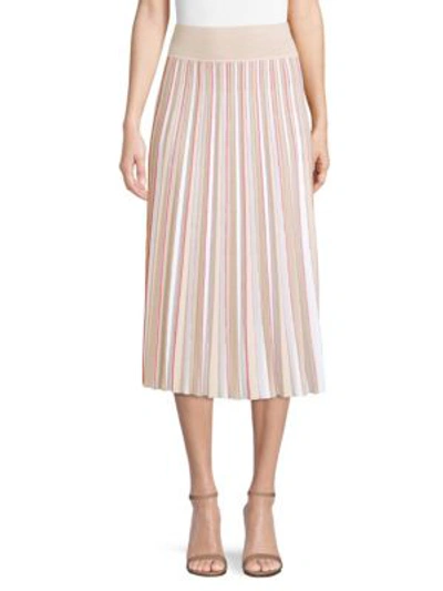 Shop Agnona Merino Wool Pleated Skirt In Beige