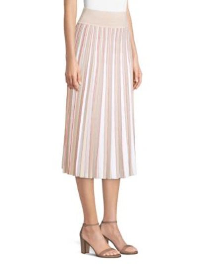 Shop Agnona Merino Wool Pleated Skirt In Beige