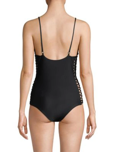 Shop Mikoh Swimwear Rio One-piece Swimsuit In Night