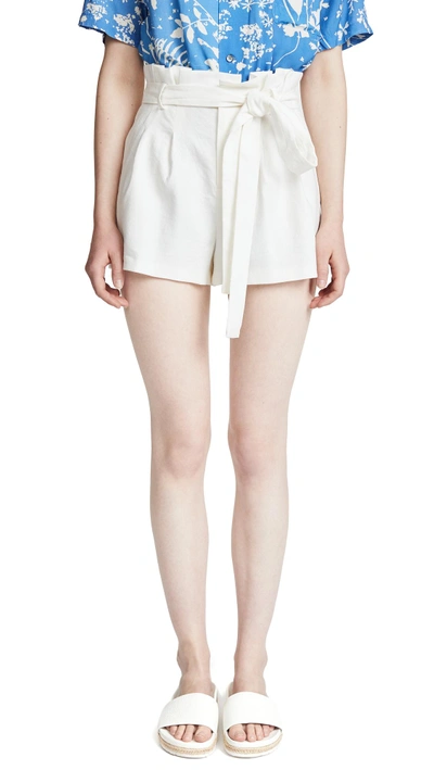 Shop Alice And Olivia Laurine Paper Bag Shorts In Off White