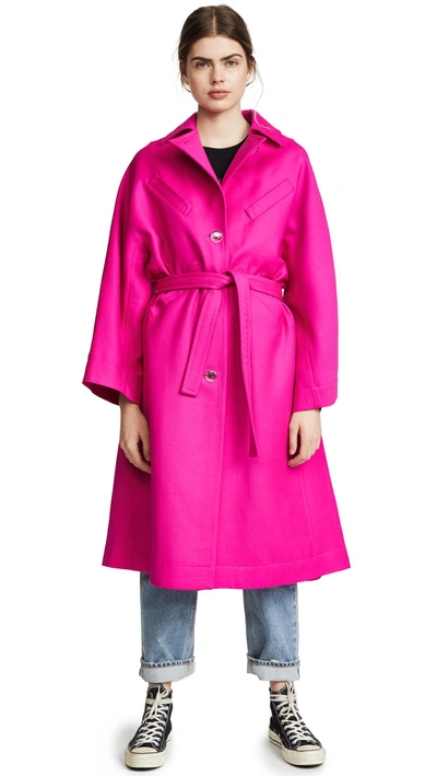 Shop Courrèges Oversized Trench Coat In Fuchsia