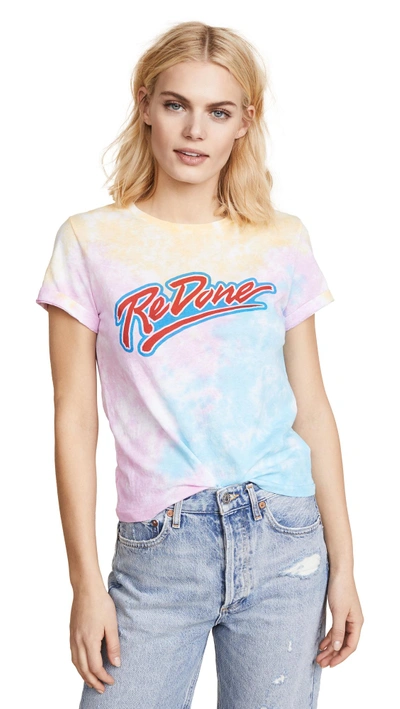 Shop Re/done The Classic Logo Tee In Fantasy Tie Dye