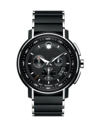 Shop Movado Strato Stainless Steel Bracelet Chronograph Watch In Black