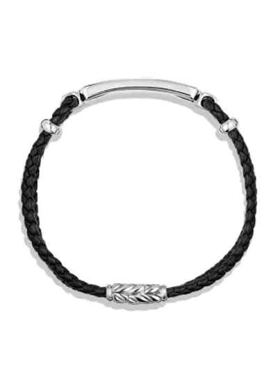 Shop David Yurman Men's Engraved Silver Bracelet In Black