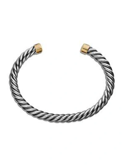 Shop David Yurman Men's Cable Cuff Bracelet In Sterling Silver With 18k Yellow Gold