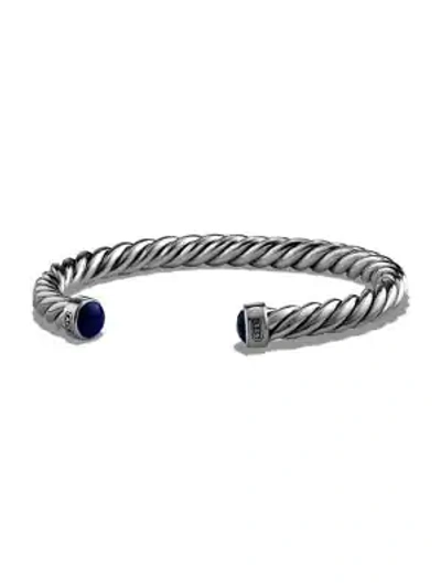 Shop David Yurman Men's Cable Cuff Bracelet In Sterling Silver With Lapis Lazuli