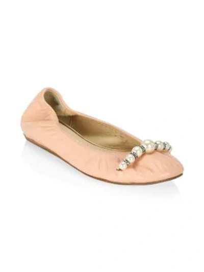Shop Lanvin Leather Ballet Flats In Light Pink